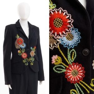 Floral embroidered wool blazer / euro 38